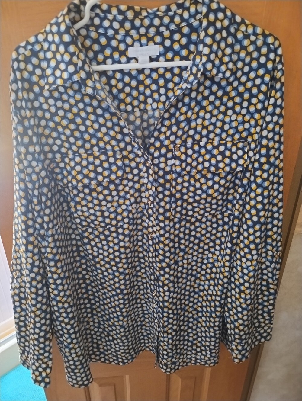 Charter Club Women Long Sleeve Button Down Blouse Size 3X Lightweight And Flowy